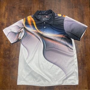 Play Loud Golf Mens Medium PLG Multi-Color Short Sleeve Polo Shirt Obnoxious AOP